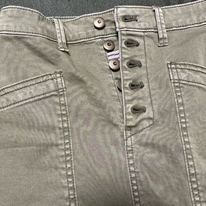 Anthropologie Olive Green Utility Skirt with Label Detail